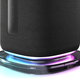 A close-up of the Acer Halo Swing portable smart speaker's wireless charging dock and ring of RGB LEDs around its base.